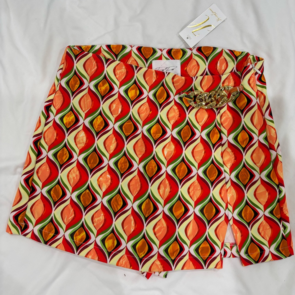 Dee Dee retro printed skort with chain detail